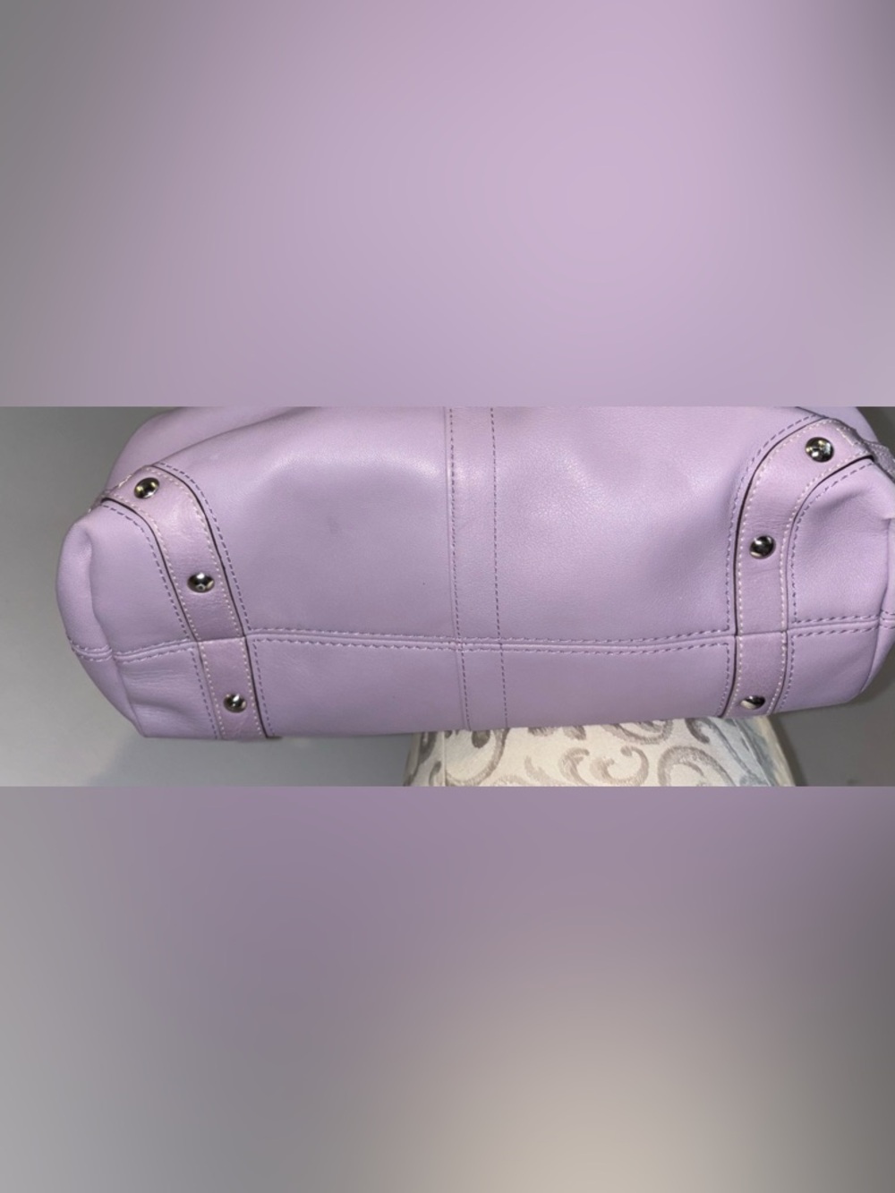 Coach Carly Carryall Lavender Leather Shoulder Bag - Picture 5 of 8